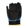 Schwarze Arbeitshandschuhe mit blauen und gelben Details