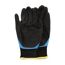 Schwarze Arbeitshandschuhe mit blauen und gelben Details