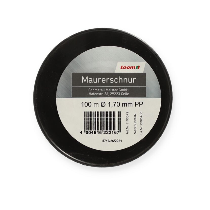 Rolle Maurerschnur, 100 m, 1,70 mm, PP