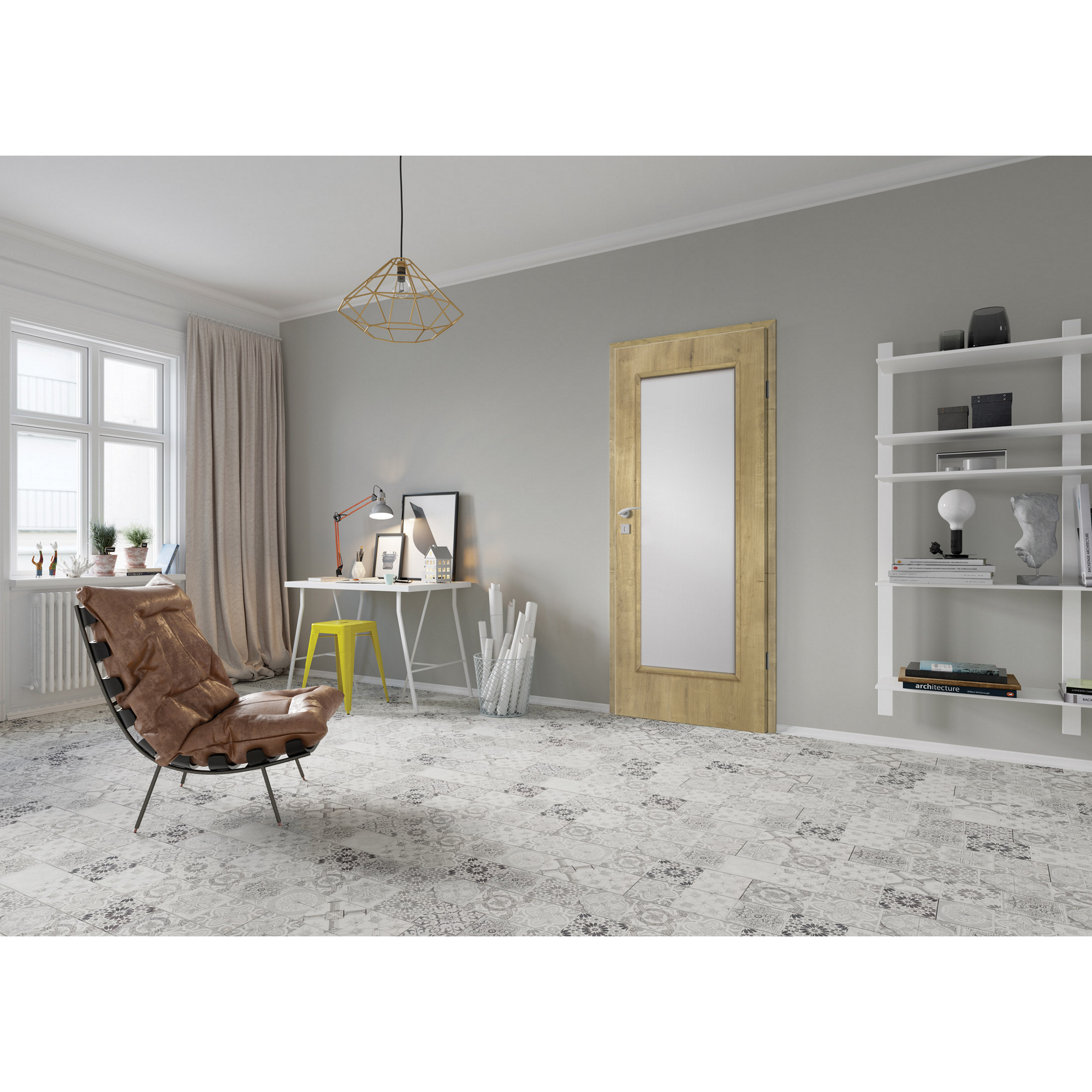 Innentür 'Natura' mit Lichtausschnitt Hamilton Eiche 198,5 x 73,5 cm, Linksanschlag