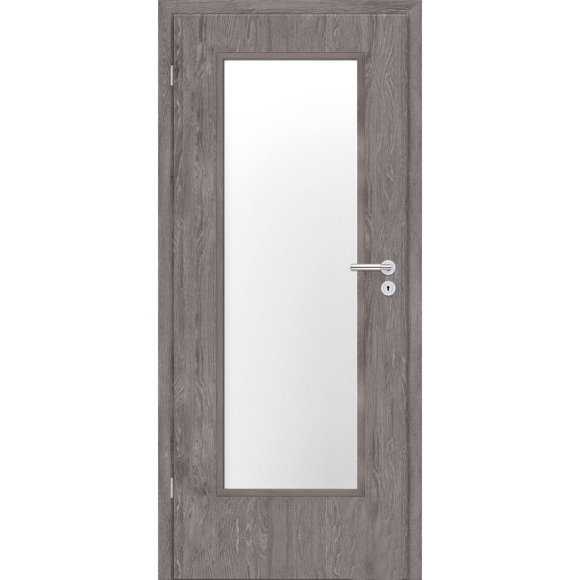 Graue Tür Natura M2 mit Glaseinsatz