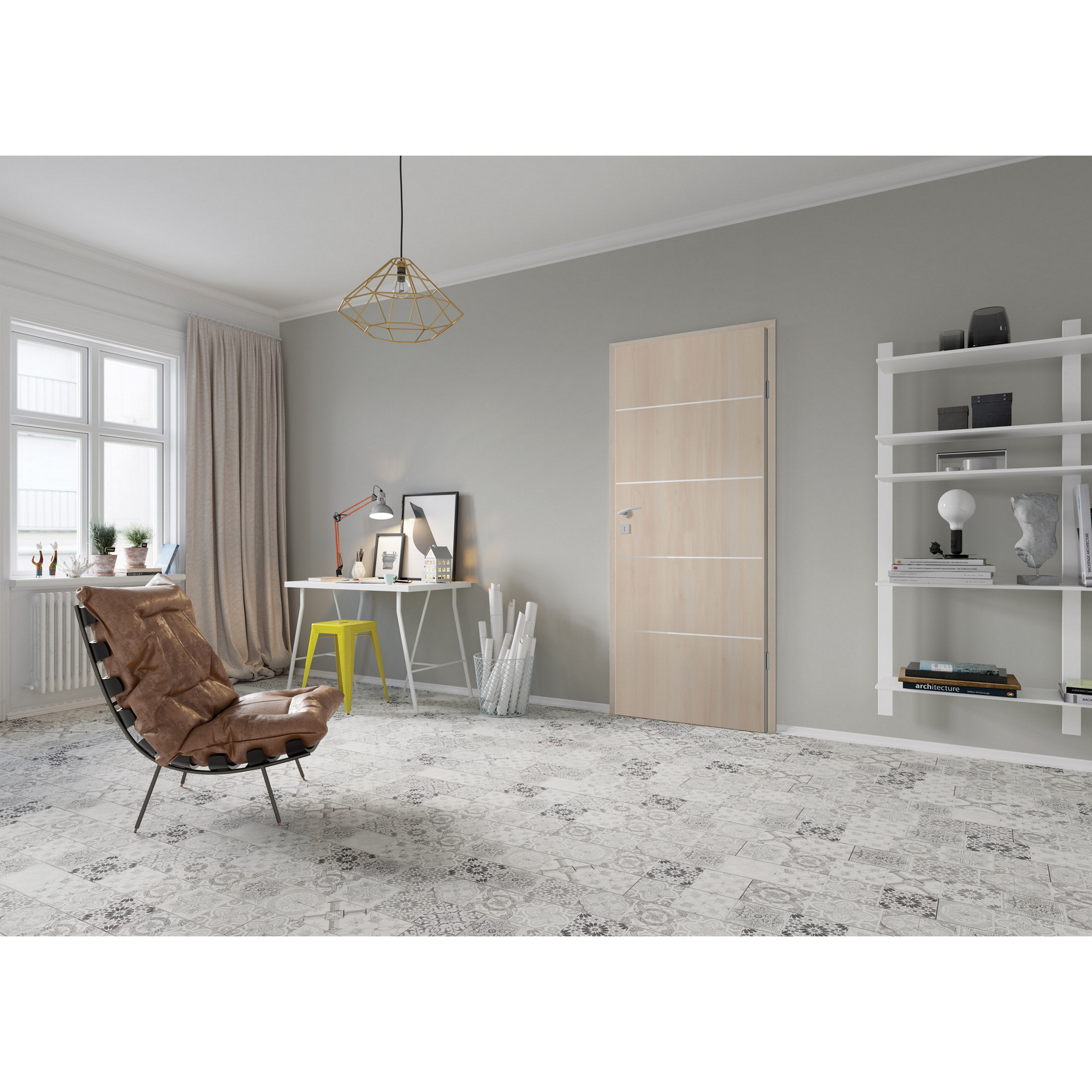 Innentür 'Natura' mit Querstreifen Akazie hell 198,5 x 86 cm, Linksanschlag