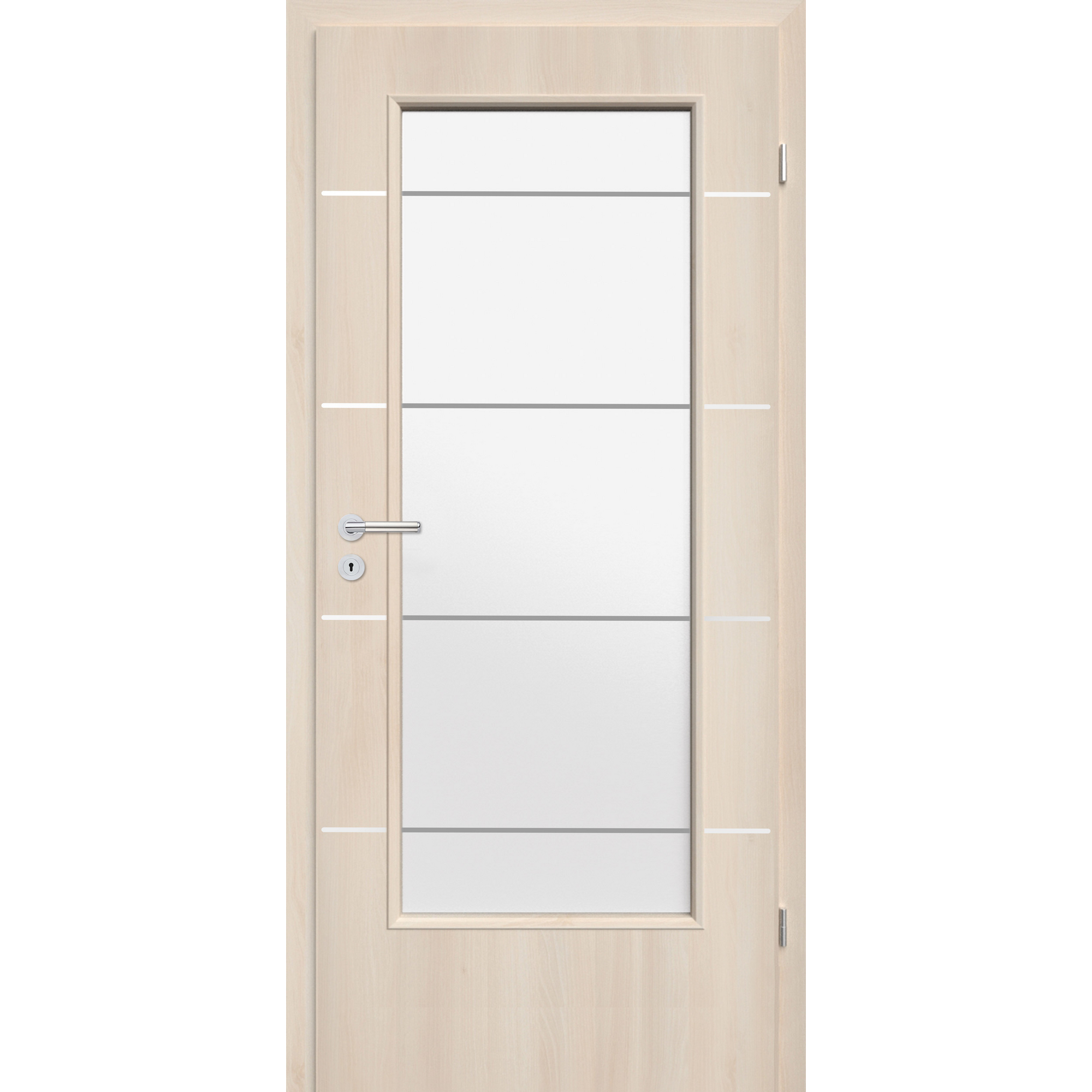 Innentür 'Natura' mit Lichtausschnitt und Querstreifen Akazie hell 198,5 x 73,5 cm, Rechtsanschlag