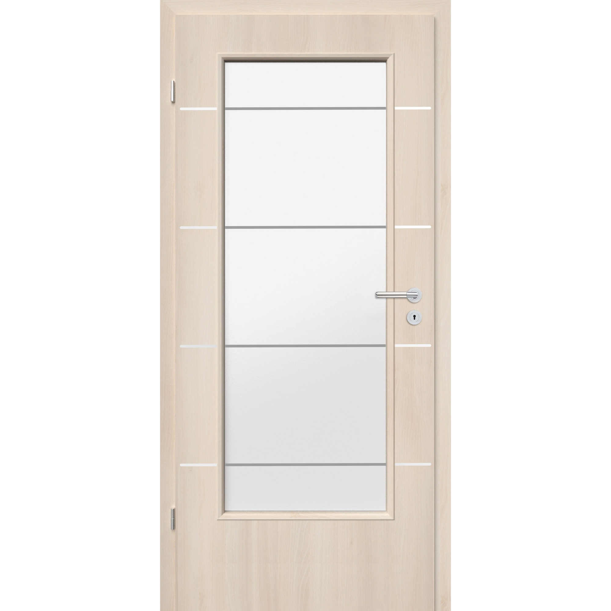 Innentür 'Natura' mit Lichtausschnitt und Querstreifen Akazie hell 198,5 x 86 cm, Linksanschlag