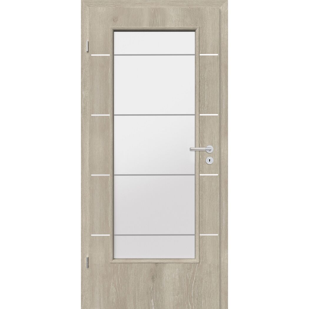 Innentür 'Natura' mit Lichtausschnitt und Querstreifen Kendal Eiche 198,5 x 86 cm, Linksanschlag