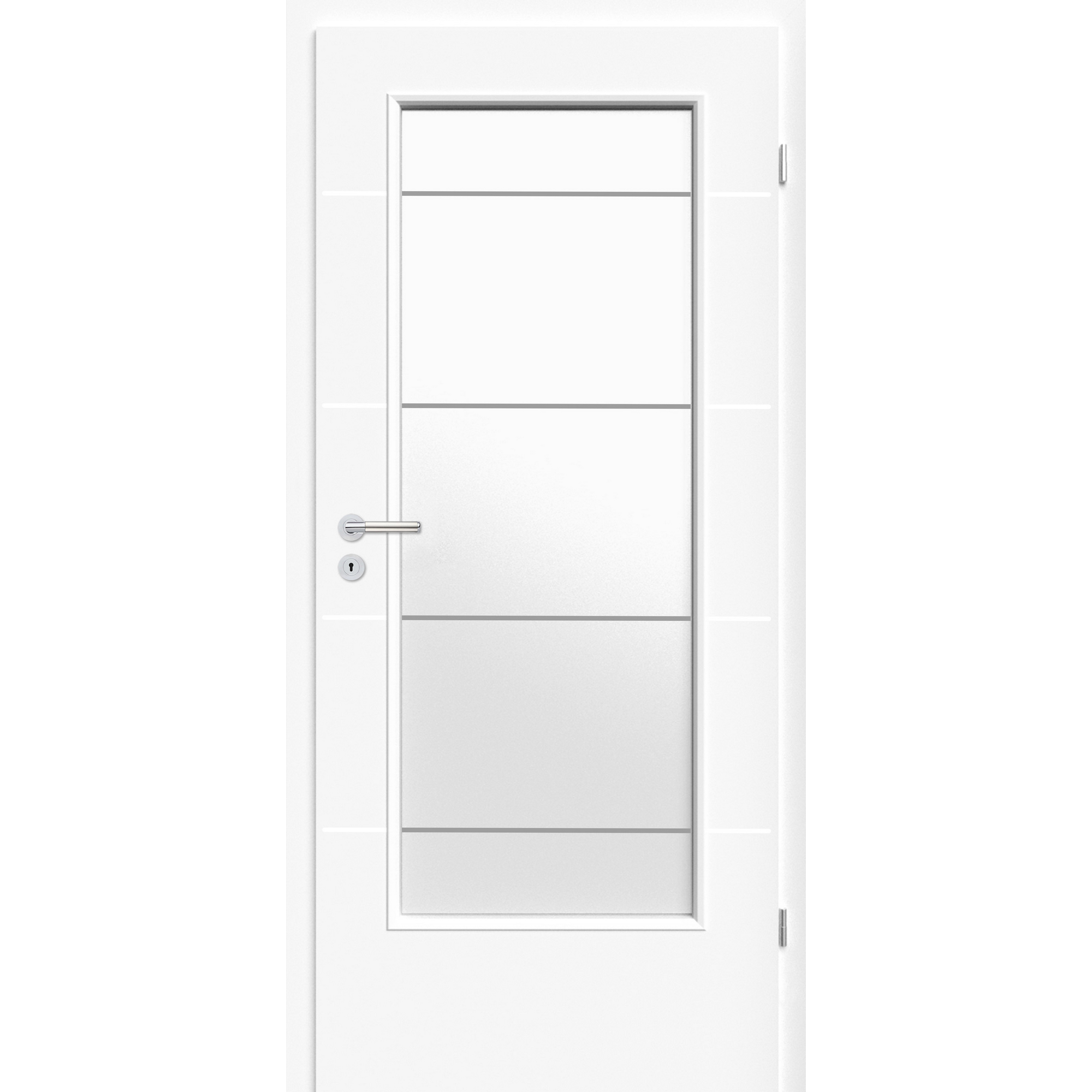Innentür 'Natura' mit Lichtausschnitt und Querstreifen weiß 198,5 x 86 cm, Rechtsanschlag