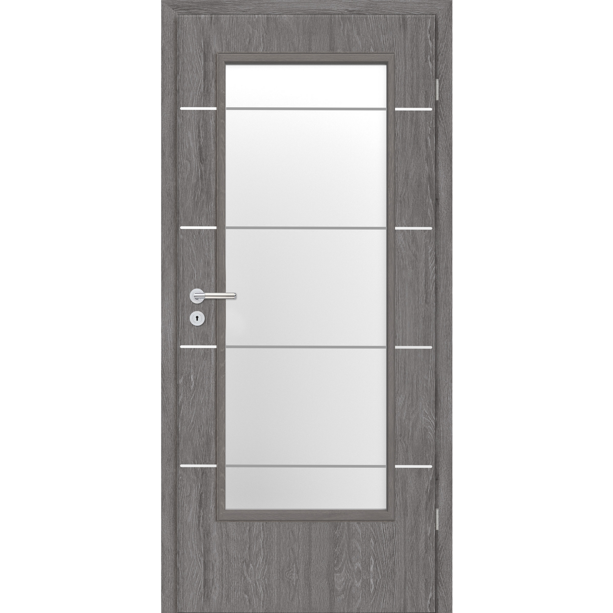 Innentür 'Natura' mit Lichtausschnitt und Querstreifen Grigio Eiche 198,5 x 61 cm, Rechtsanschlag