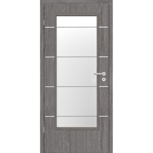 Innentür 'Natura' mit Lichtausschnitt und Querstreifen Grigio Eiche 198,5 x 98,5 cm, Linksanschlag