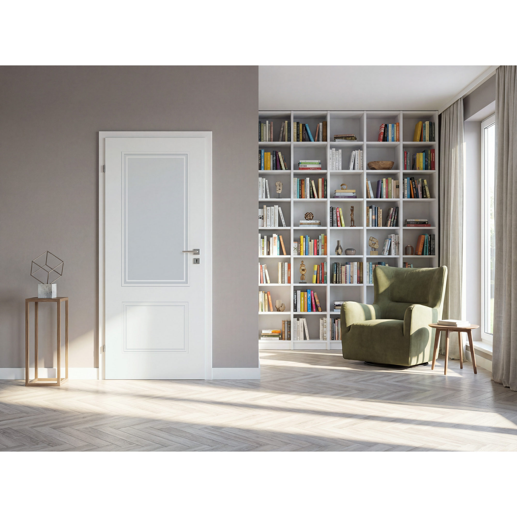 Innentür 'Linea 1.3 RS' mit Lichtausschnitt weiß 198,5 x 73,5 cm, Linksanschlag