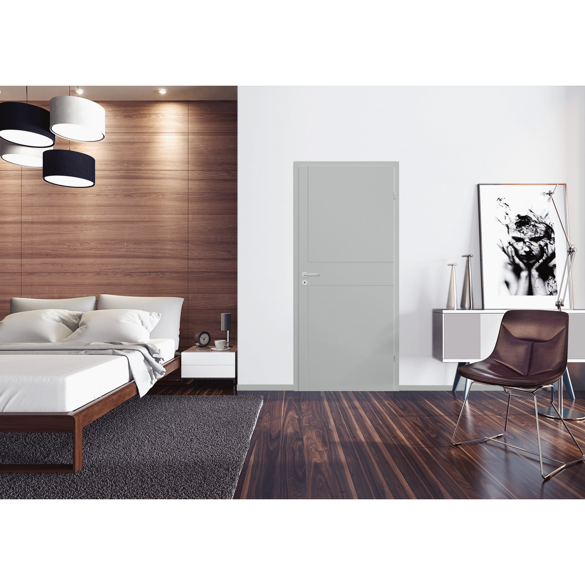 Innentür 'Modern M1 RS' hellgrau 198,5 x 98,5 cm, Rechtsanschlag