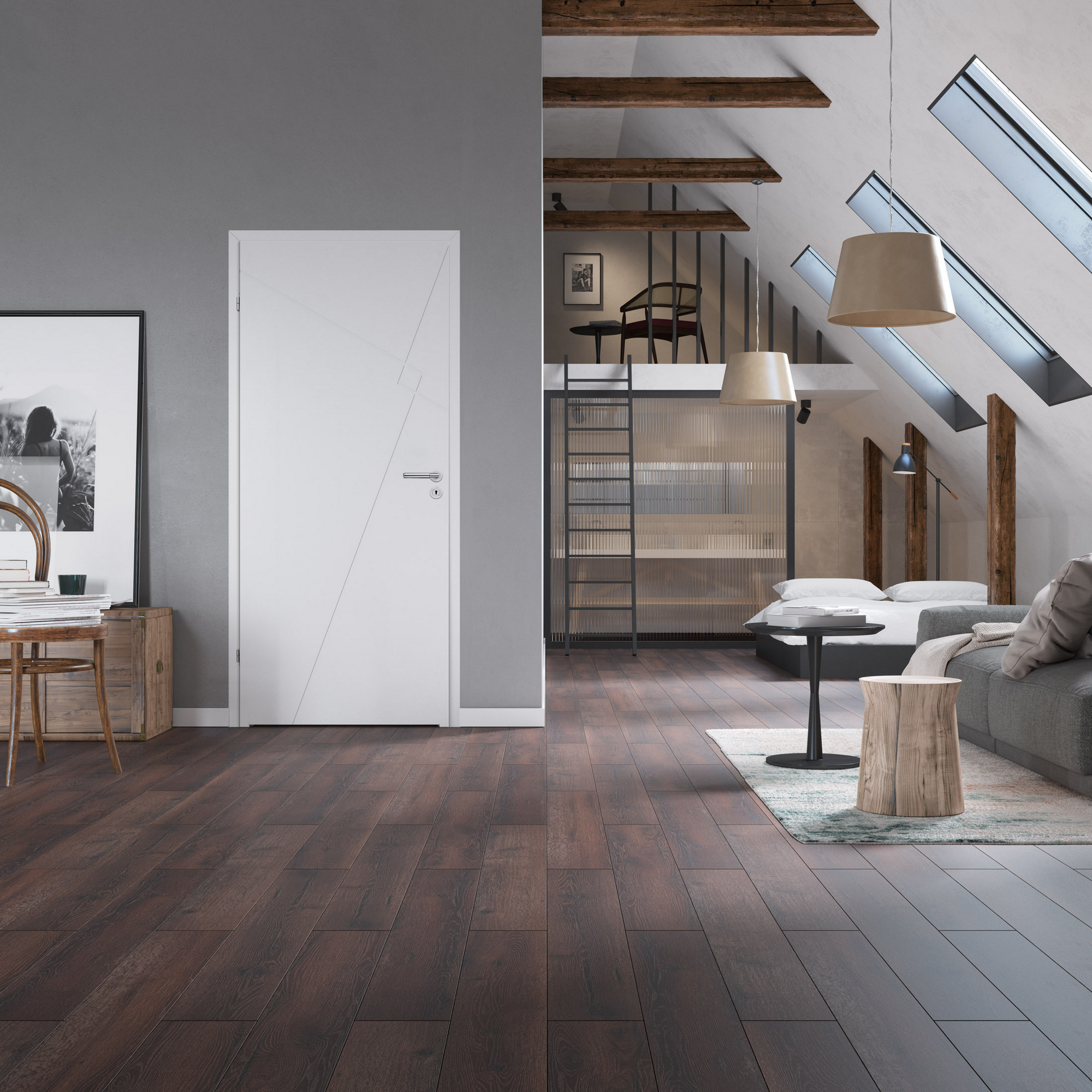 Innentür 'Modern M3 RS' weiß 198,5 x 61 cm, Linksanschlag