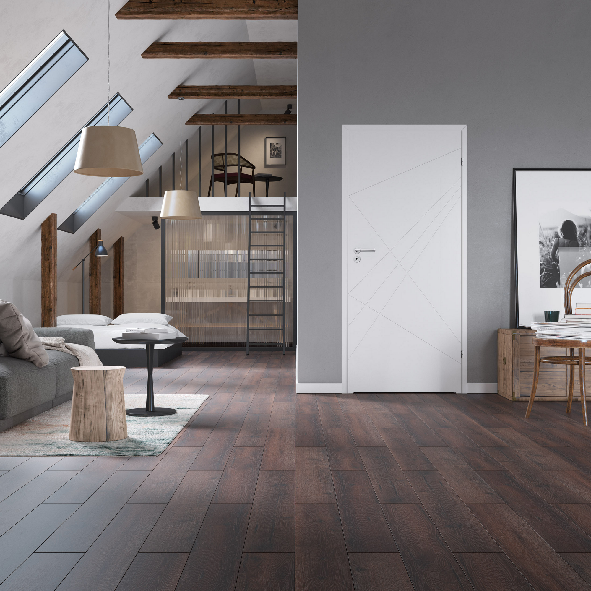 Innentür 'Modern M4 RS' weiß 198,5 x 61 cm, Rechtsanschlag