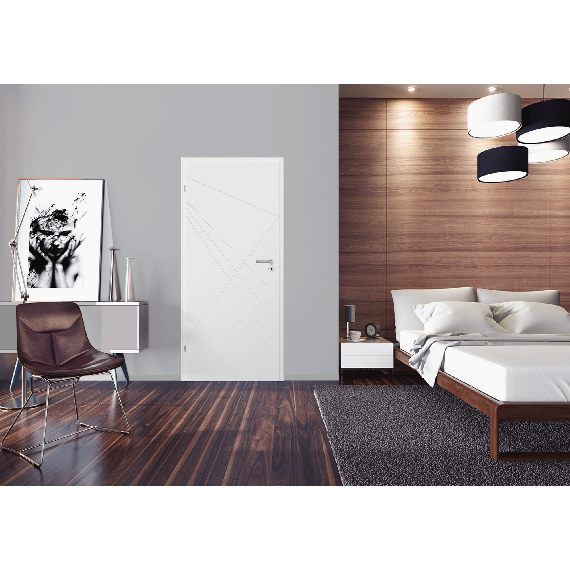 Innentür 'Modern M4' weiß 198,5 x 98,5 cm, Linksanschlag