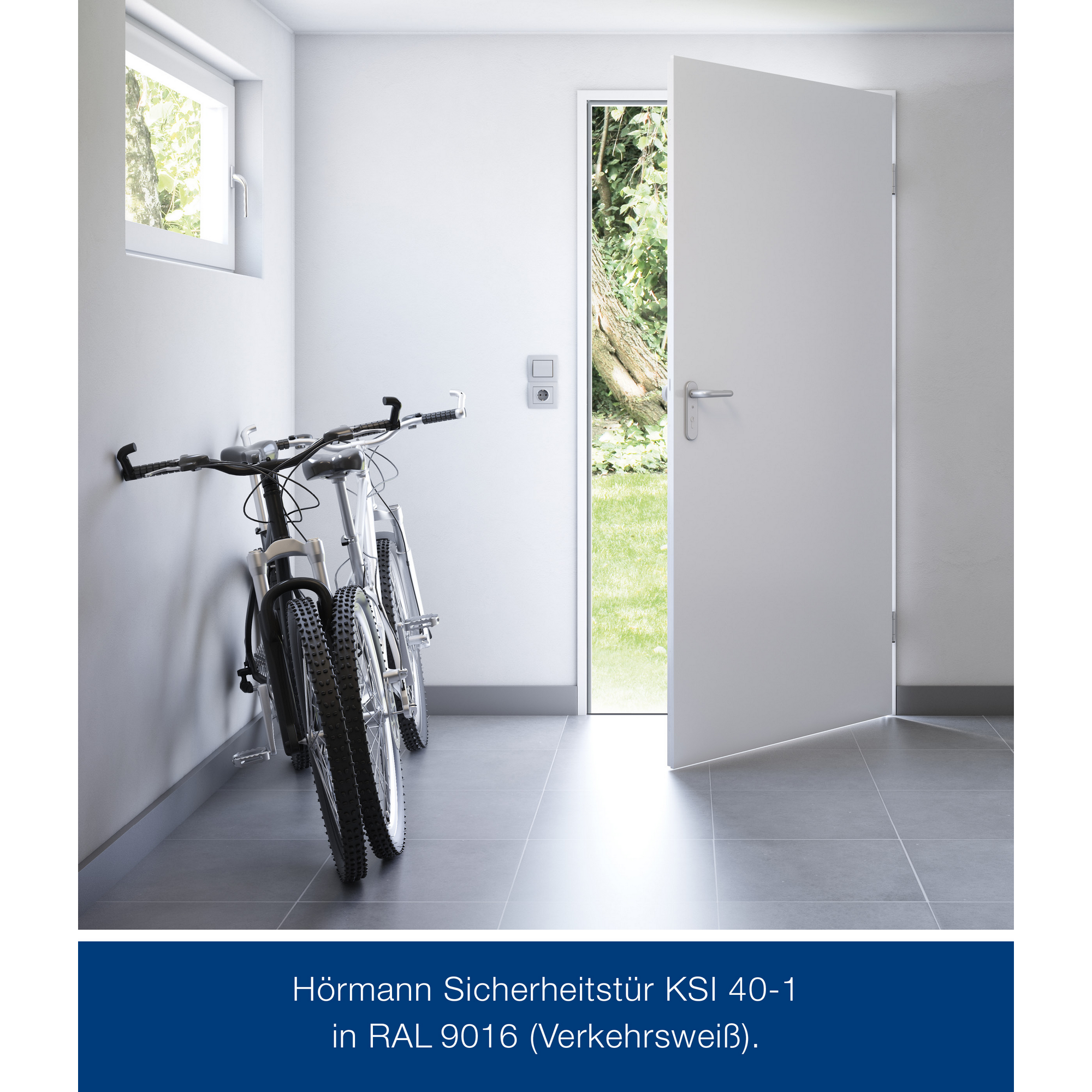 Sicherheits-Nebeneingangstür 'KSI 40' weiß 87,5 x 200 cm, links