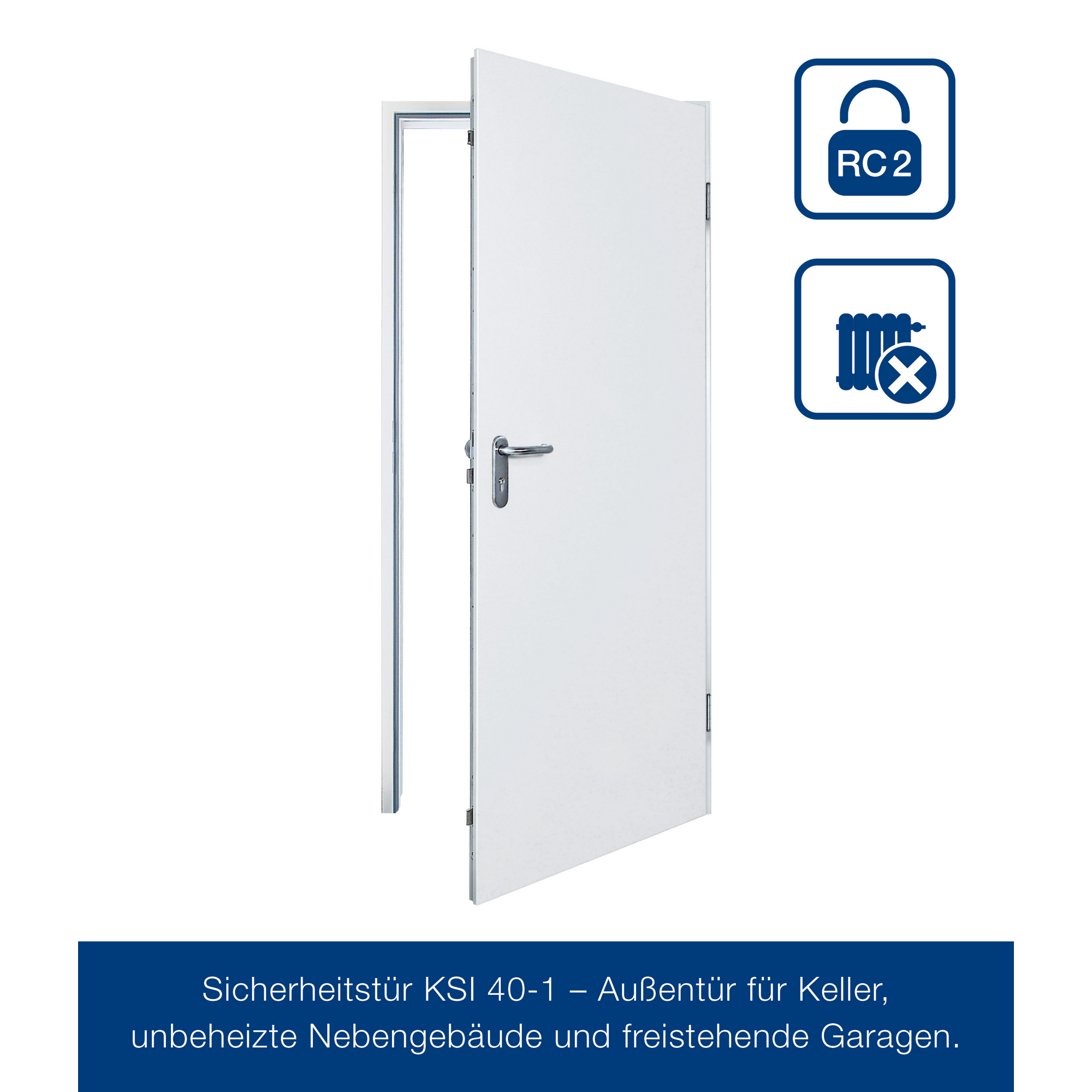 Sicherheits-Nebeneingangstür 'KSI 40' weiß 87,5 x 200 cm, rechts