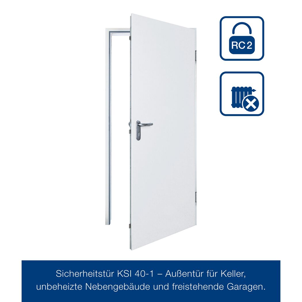 Sicherheits-Nebeneingangstür 'KSI 40' weiß 87,5 x 200 cm, rechts