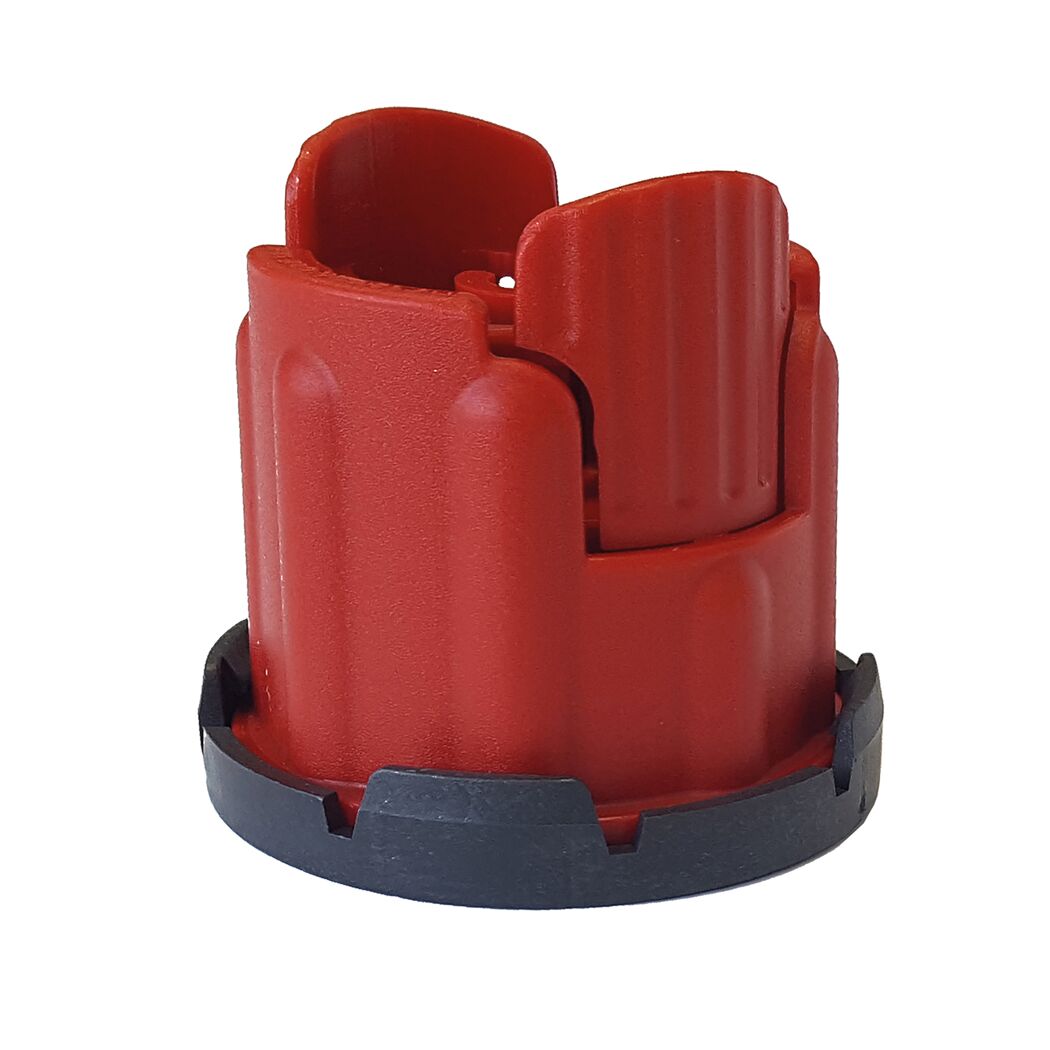 Roter Dübel mit schwarzem Fuß