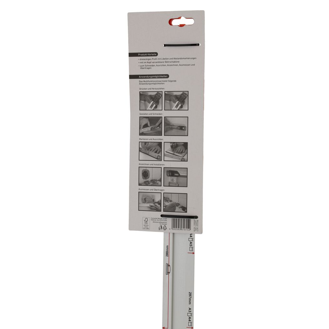 Multifunktionslineal und Wasserwaage 60 cm mit 2 Libellen 60 cm