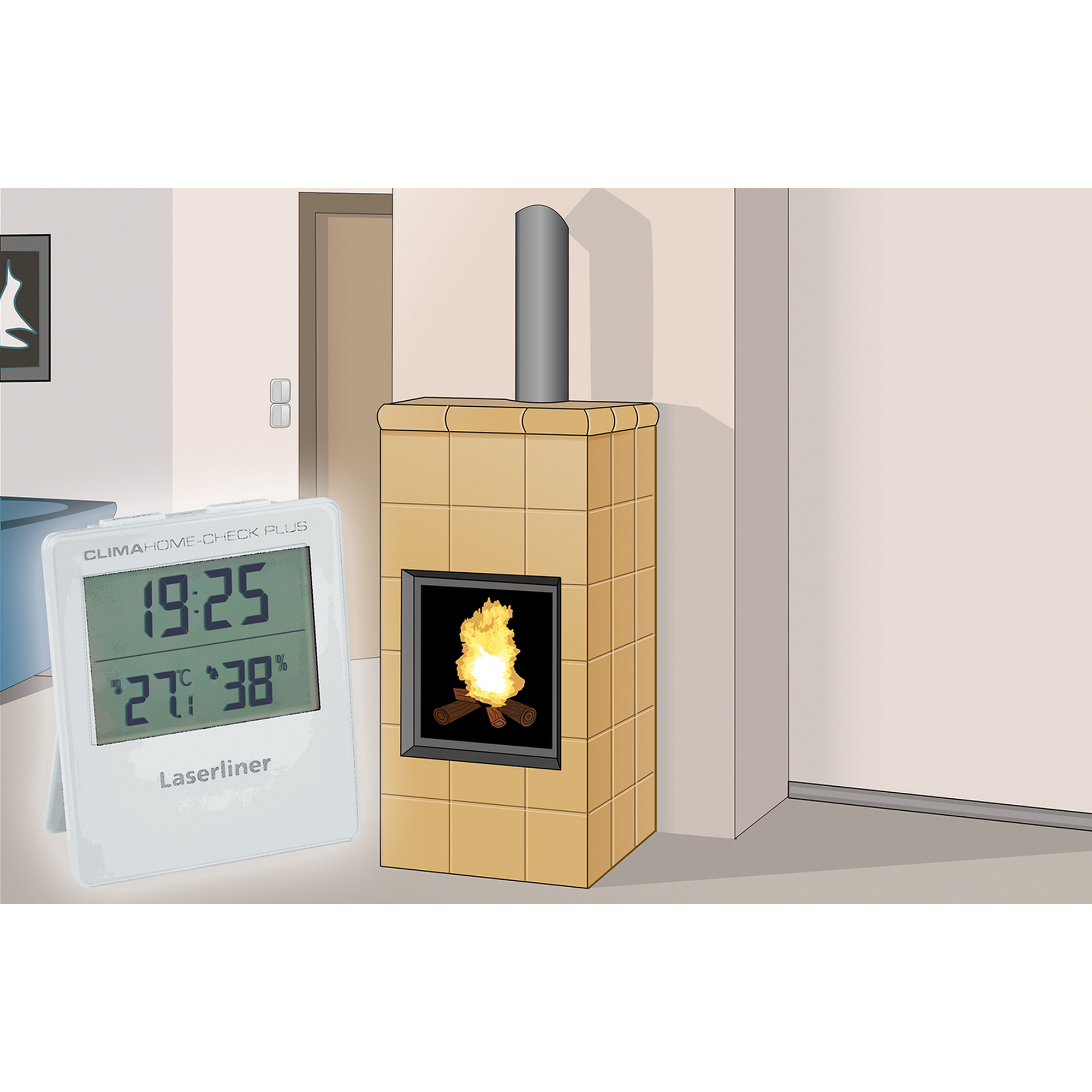 Digitales Hygrometer 'ClimaHome-Check Plus' weiß mit Lüftungsempfehlung