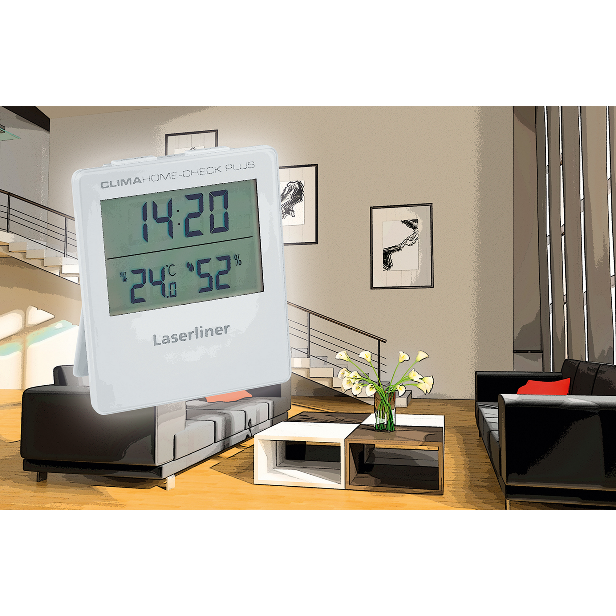 Digitales Hygrometer 'ClimaHome-Check Plus' weiß mit Lüftungsempfehlung