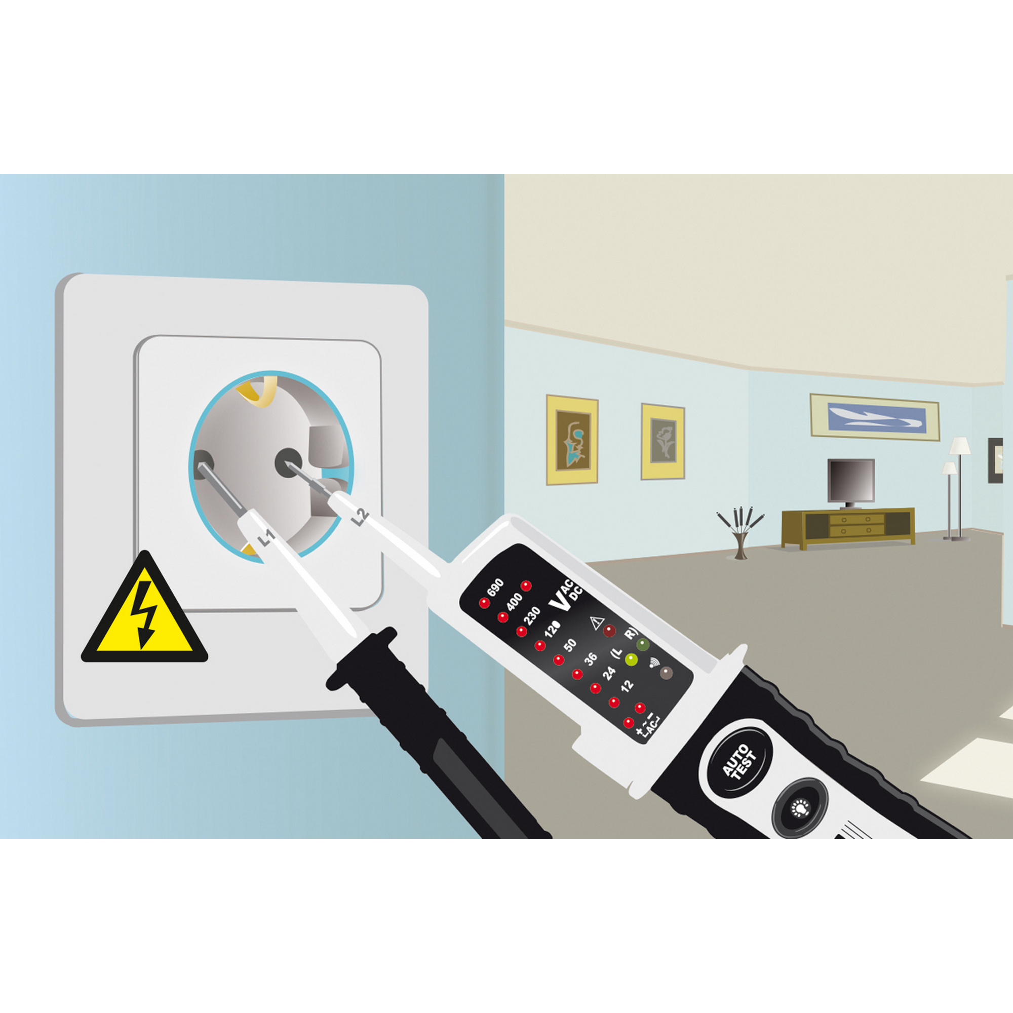 Spannungstester 'ActiveMaster' integrierte Taschenlampe