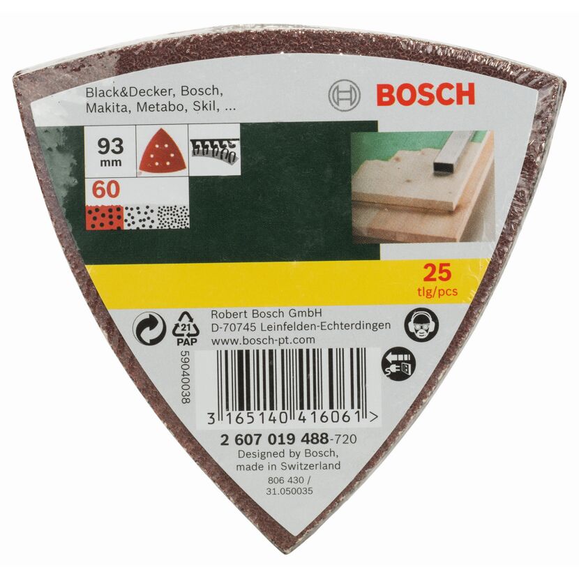 Deltaschleifblatt-Set 93 mm K60 25-teilig