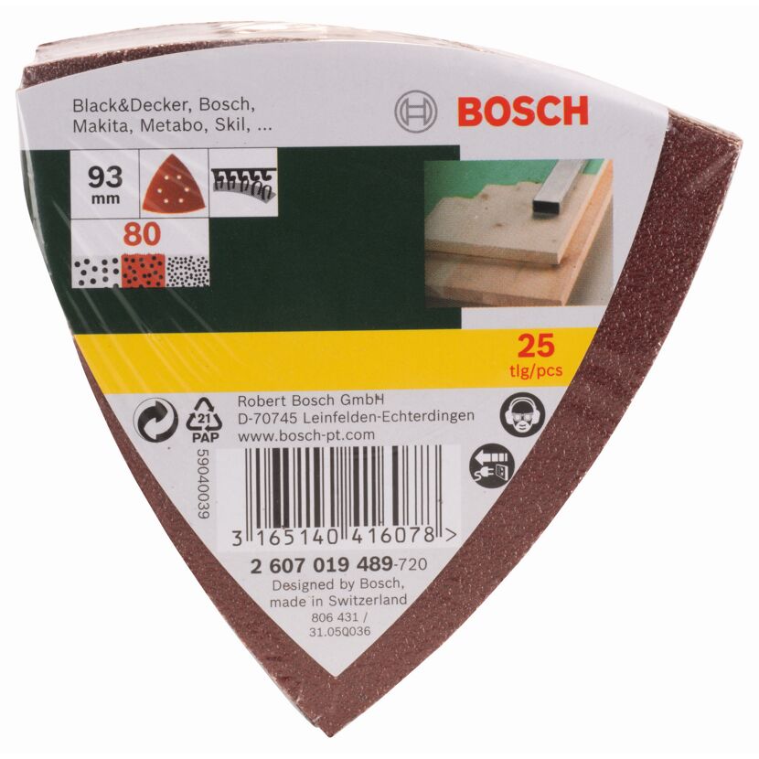 Deltaschleifblatt-Set 93 mm K80 25-teilig