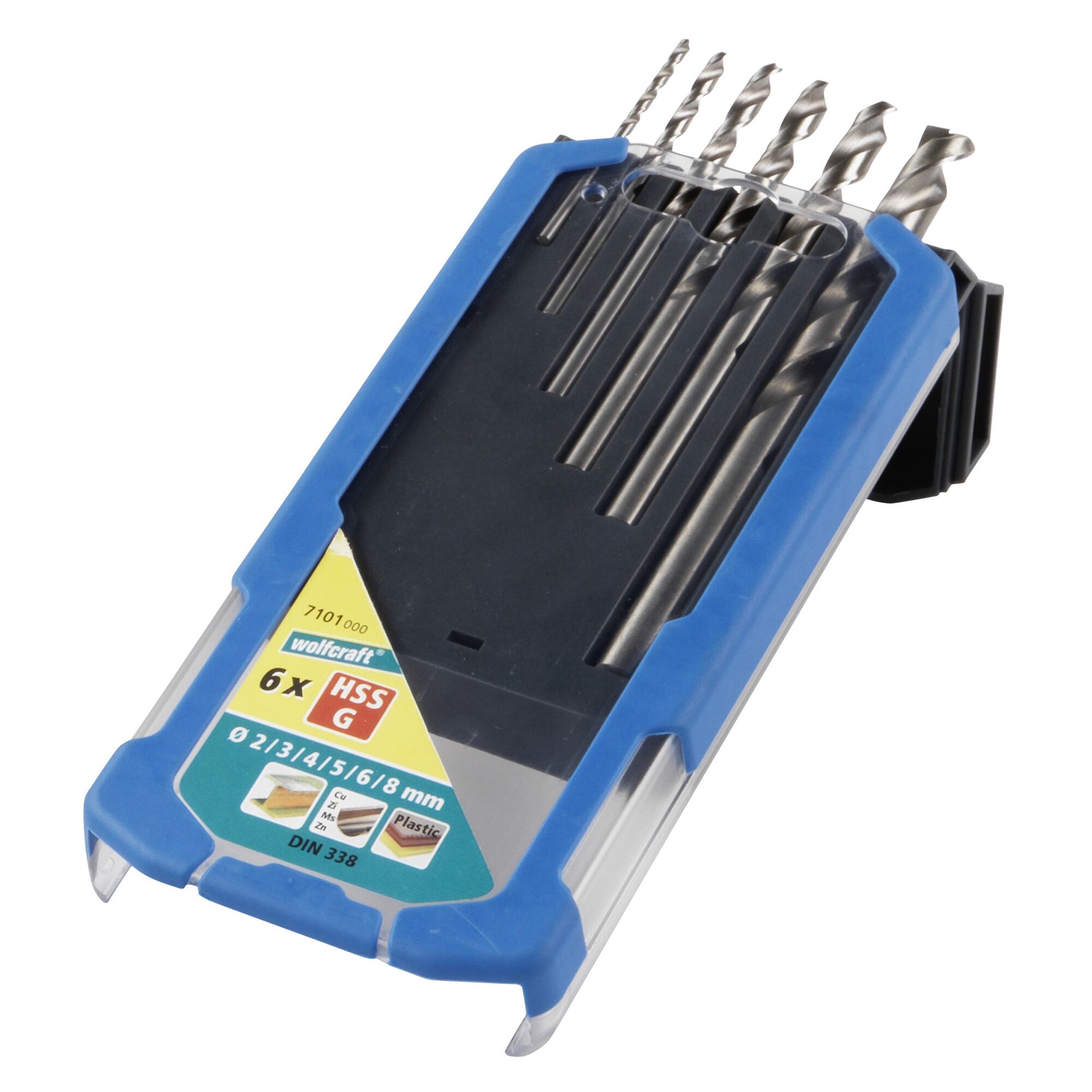 Sechs Spiralbohrer HSS-G, 2-8 mm, sortiert, von Wolfcraft