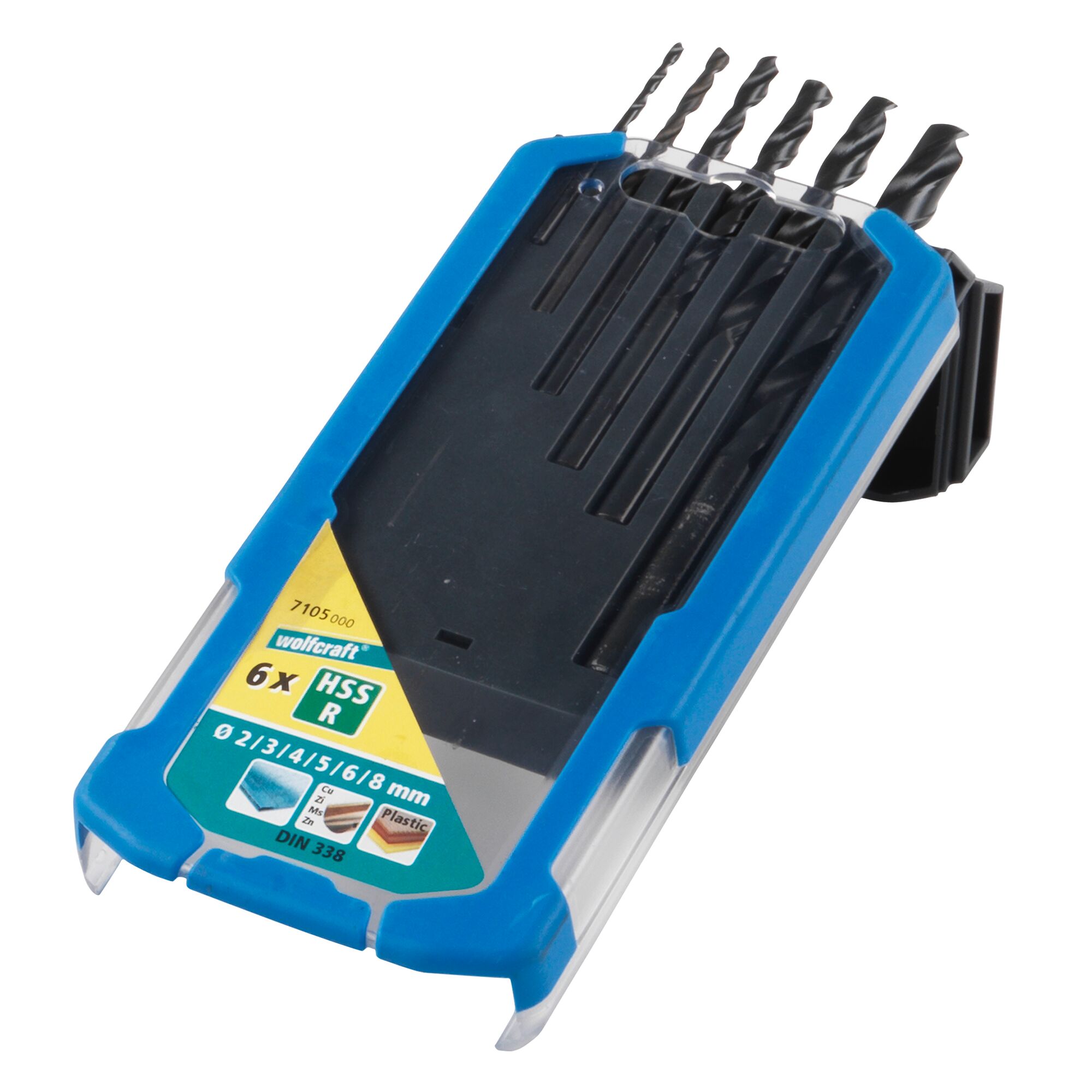 Sechs HSS-R Spiralbohrer in Kunststoffverpackung