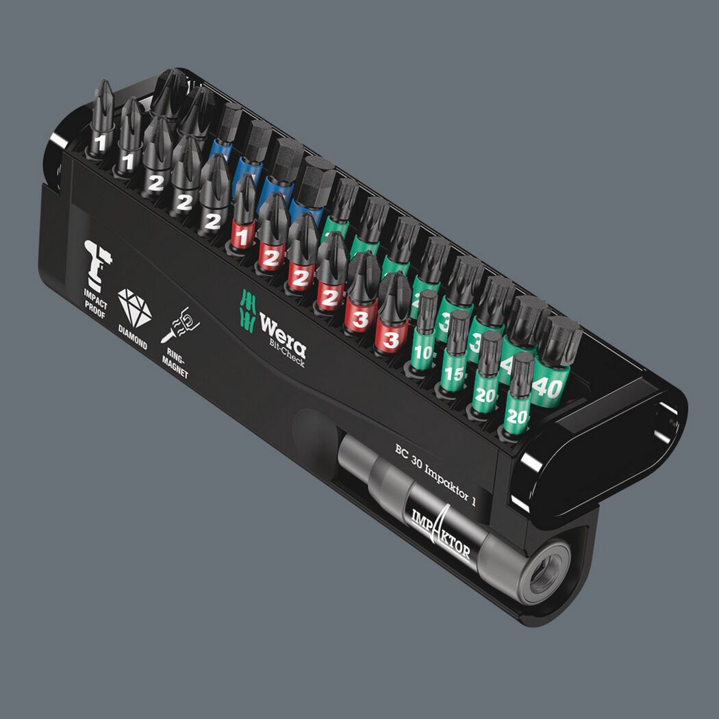 Wera Bit-Check 30 Impaktor 1 mit verschiedenen Bits