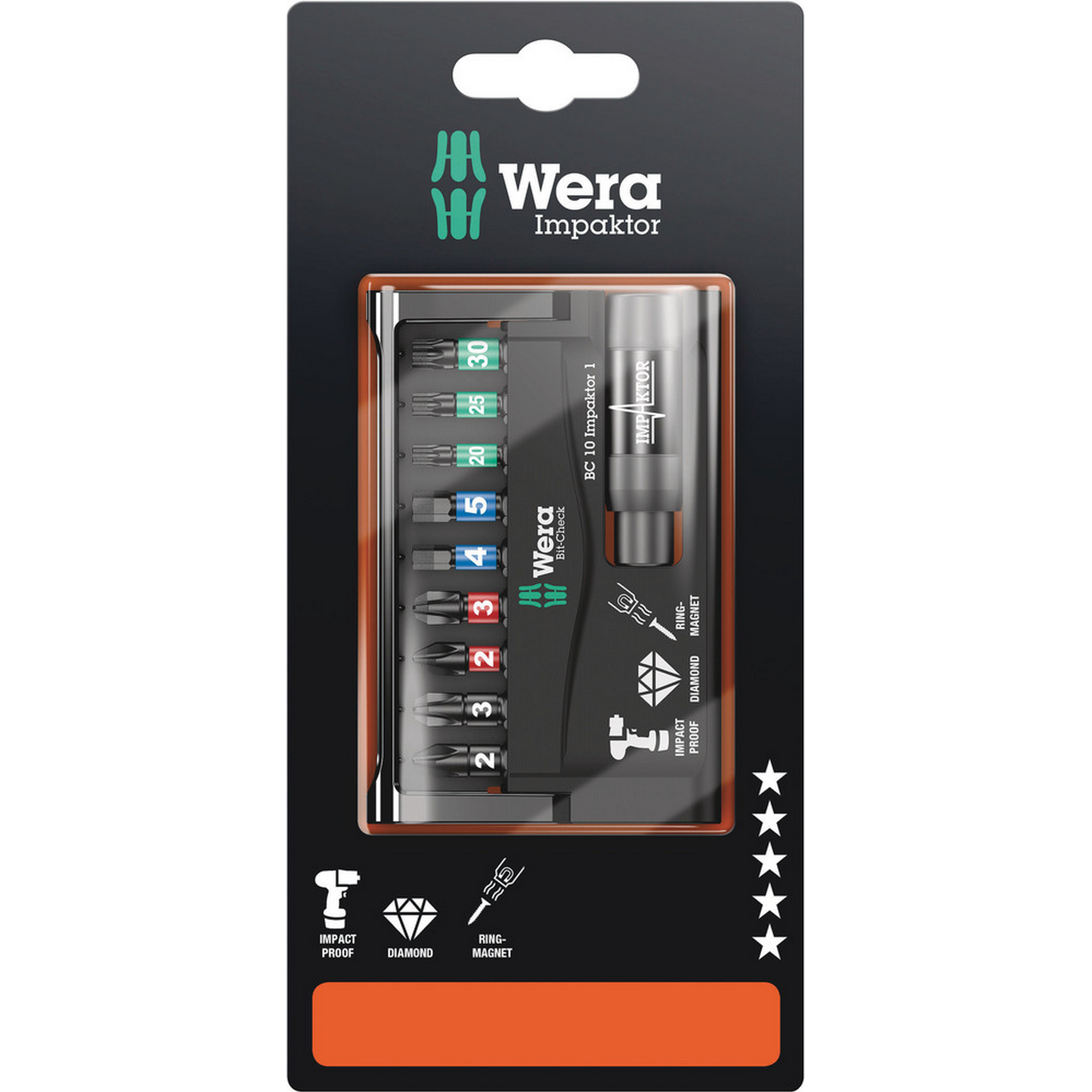 Wera Bit-Set ‚Bit-Check 10 Impaktor 1 SB‘ 10-teilig