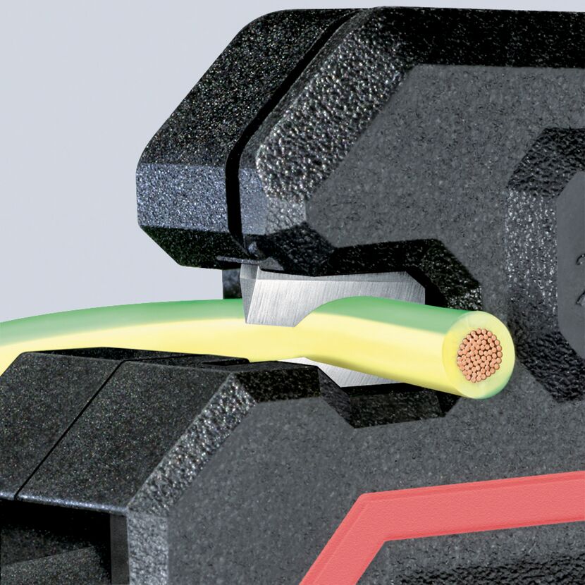 Abisolierzange trennt Isolierung von Kabel