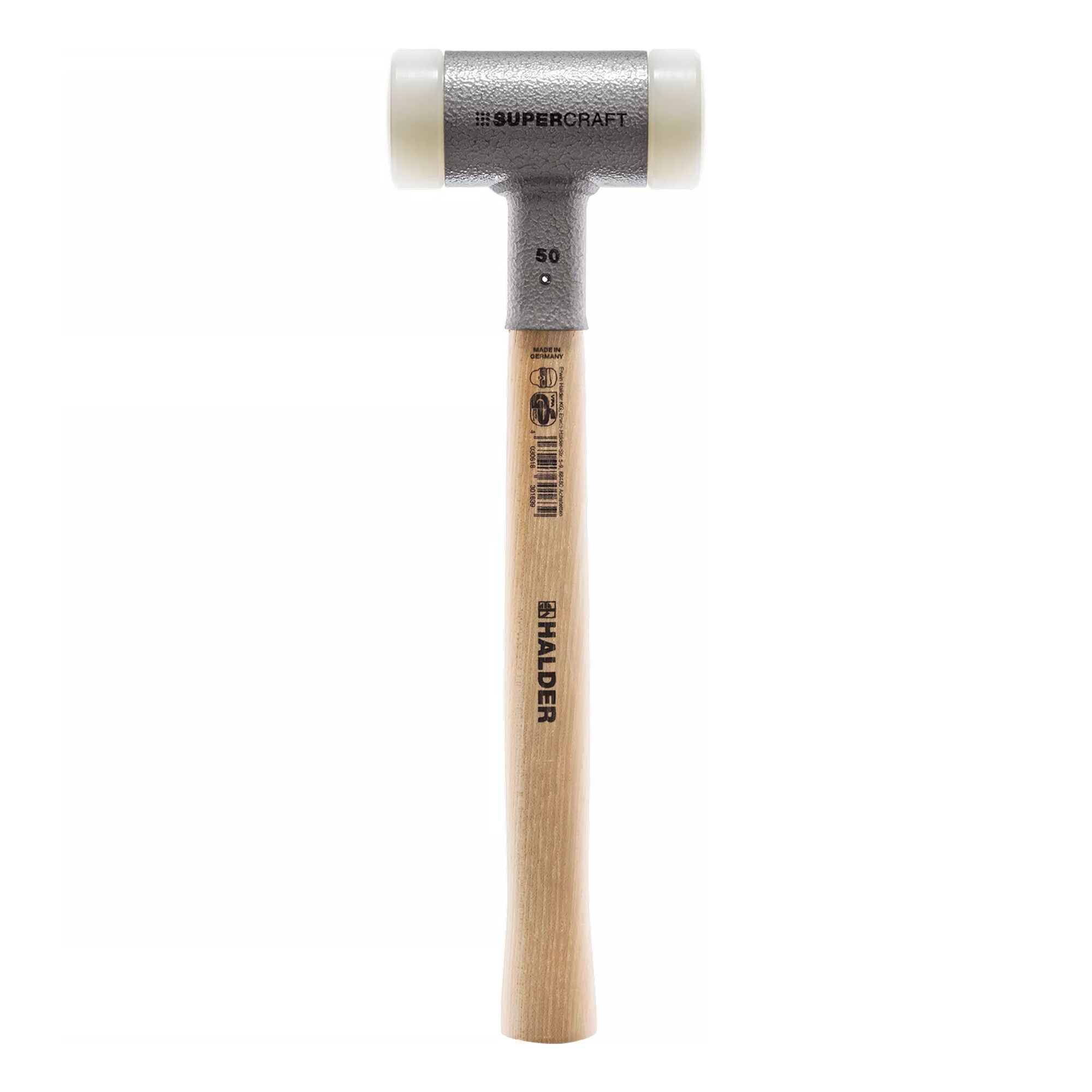 Schonhammer mit Holzgriff und weißem Kopf