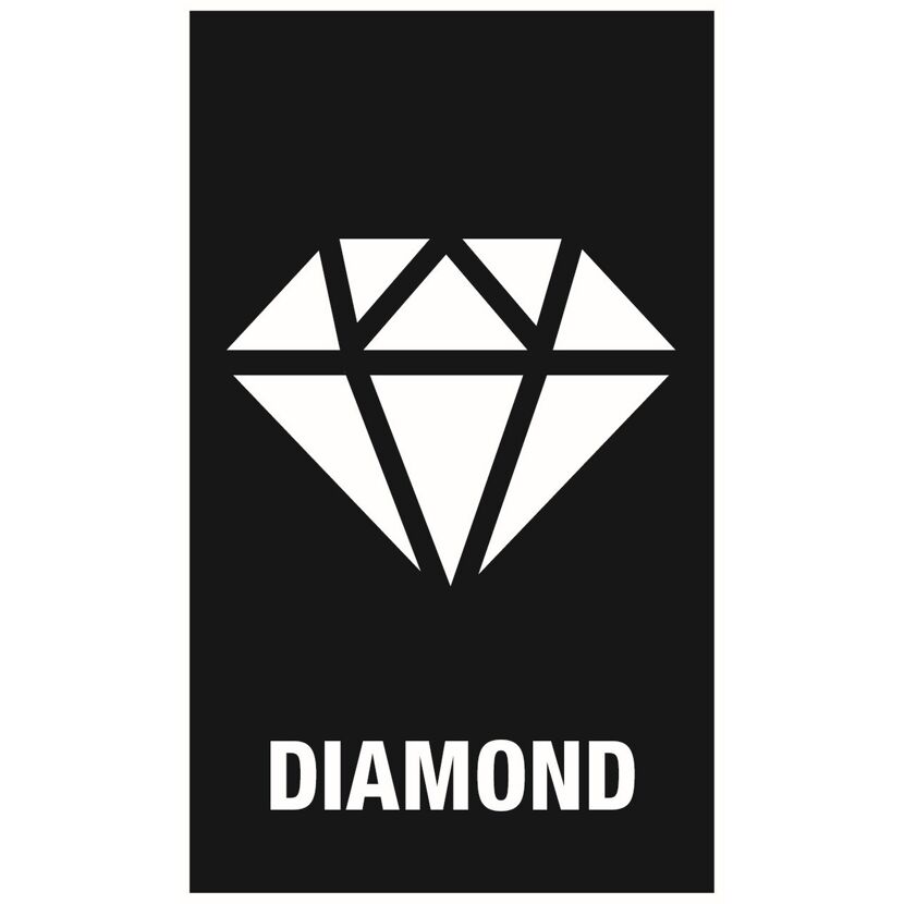 Weißer Diamant auf schwarzem Hintergrund.