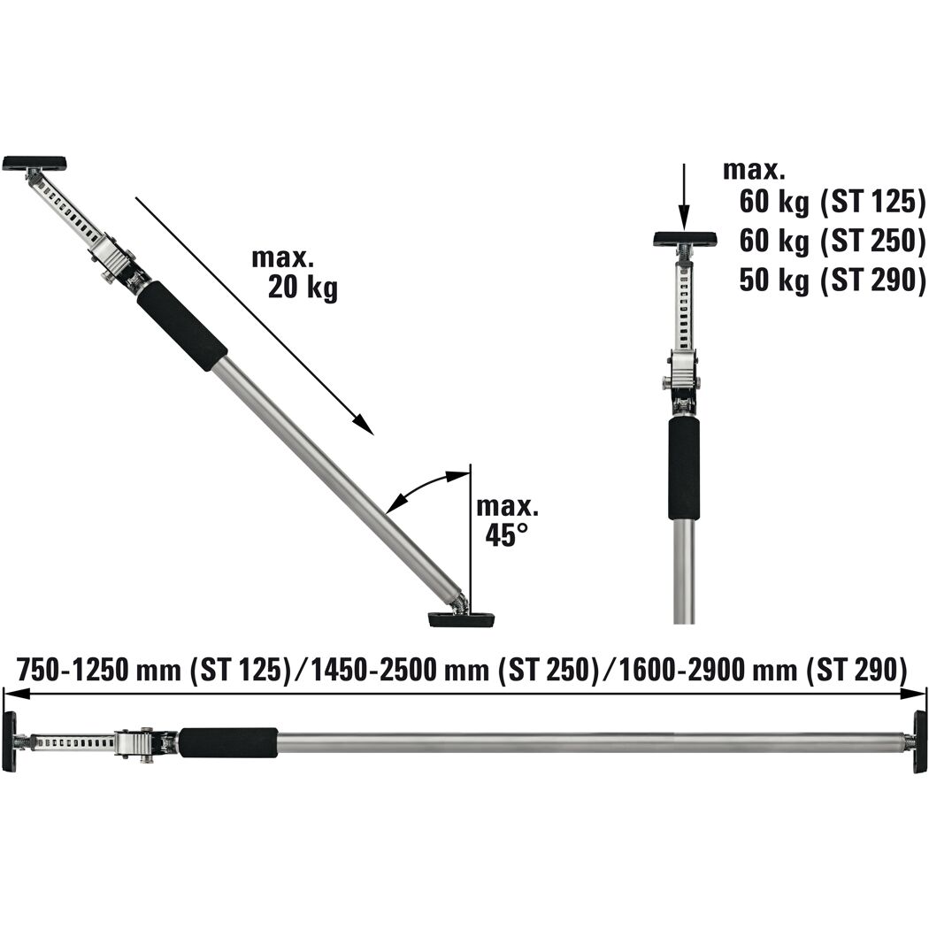 Deckenstütze 'ST290' 160-290 cm
