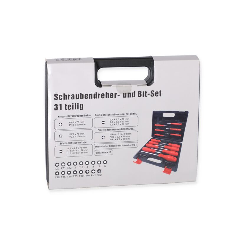 Schraubendreher- und Bit-Set PH/PZ/SL/T/HEX 31-teilig
