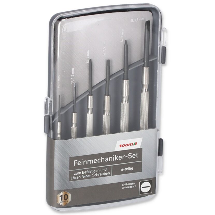 Sechs Schraubendreher für Feinmechaniker im Set.