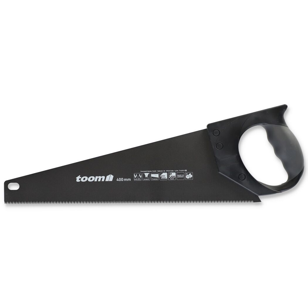 Schwarze Handsäge von toom mit schwarzem Griff