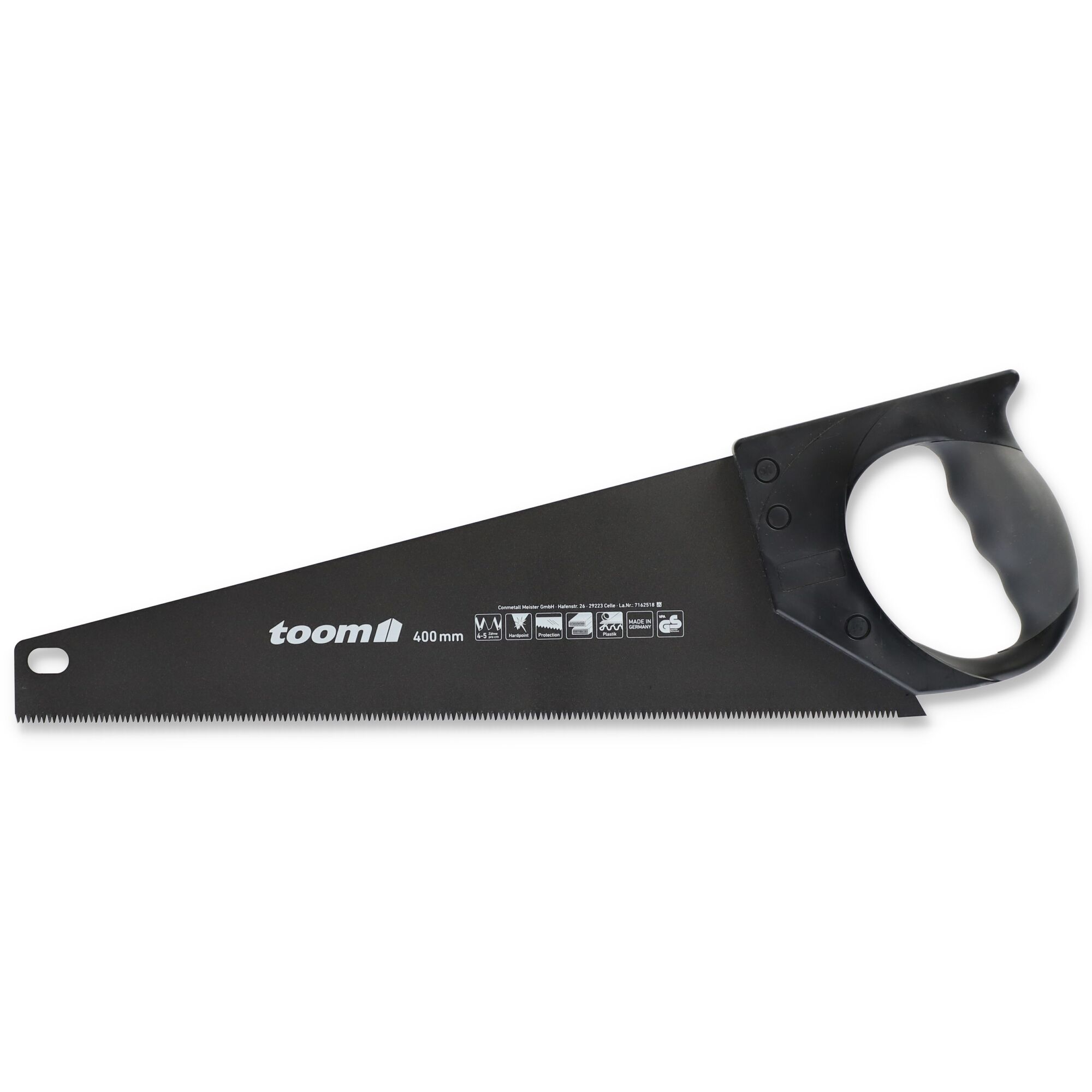Schwarze Handsäge von toom mit schwarzem Griff