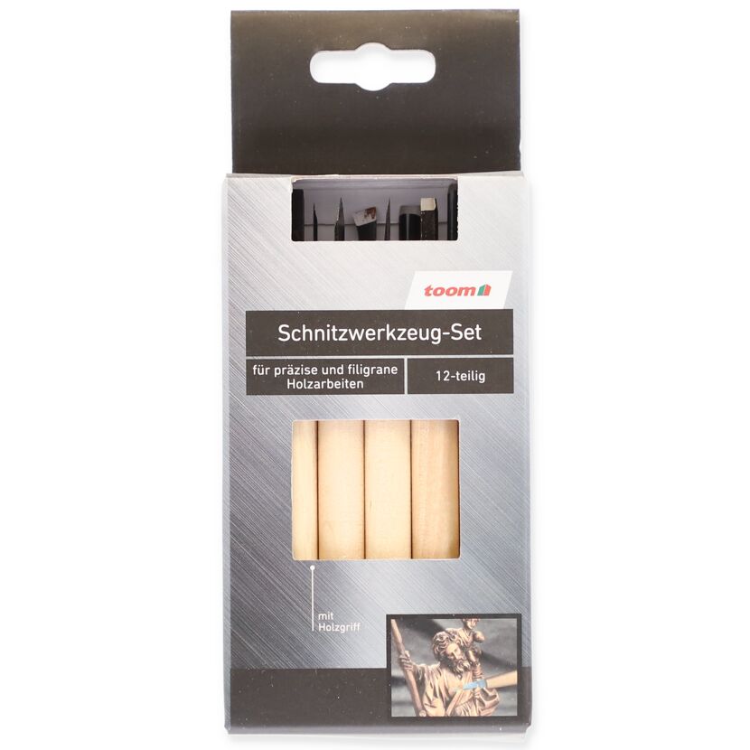 toom Schnitzwerkzeug-Set, 12-teilig, mit Holzgriff