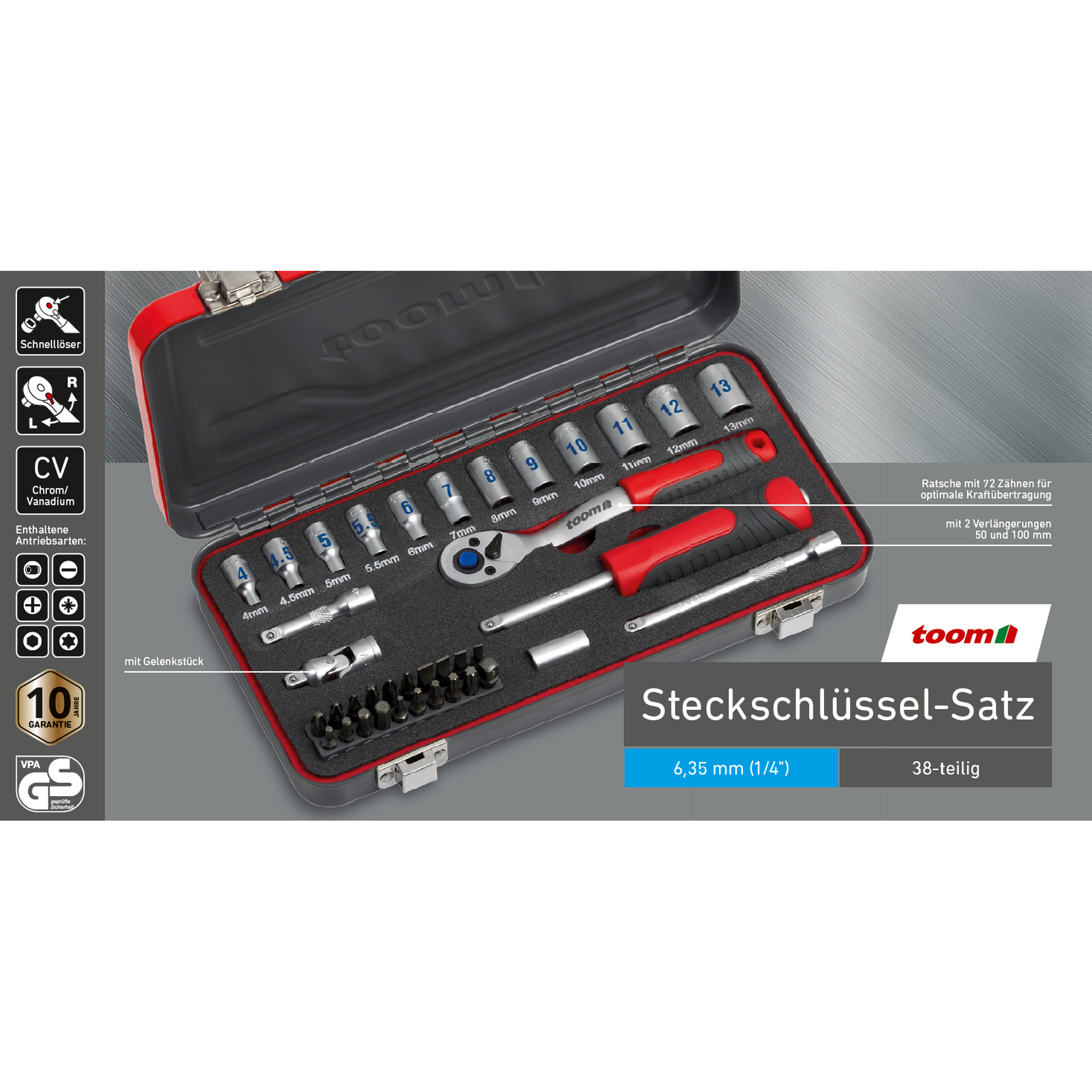 Steckschlüssel-Set 1/4" 38-teilig + product picture