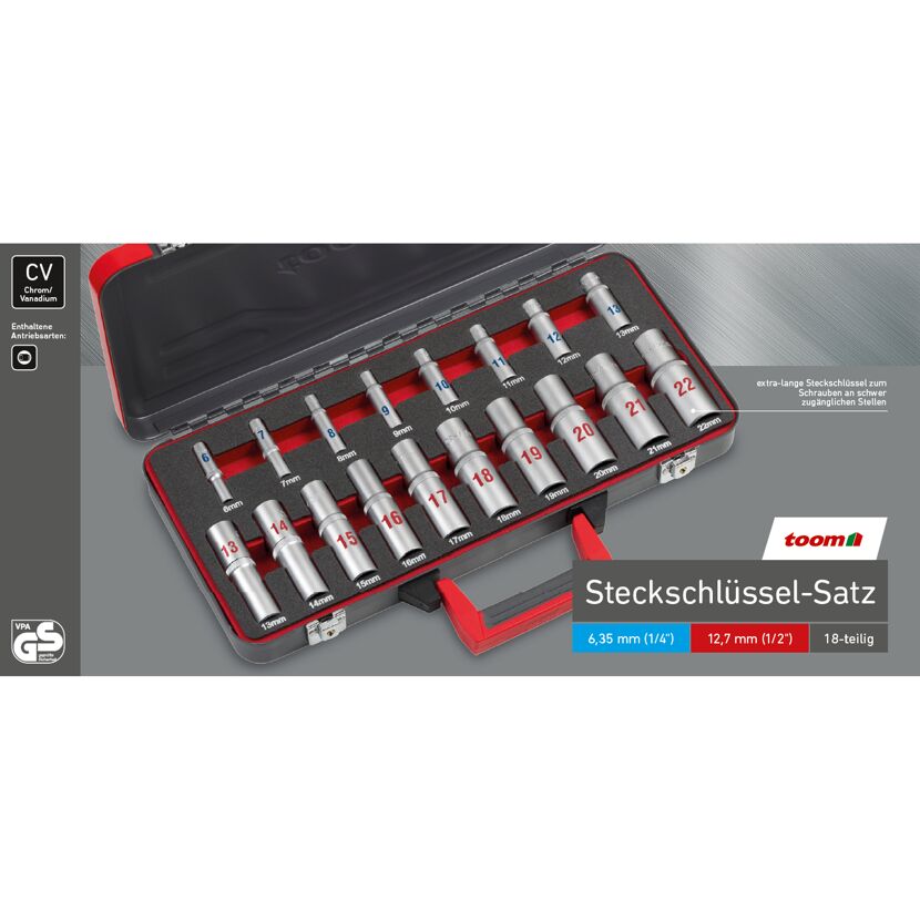 18-teiliger Steckschlüssel-Satz in Box
