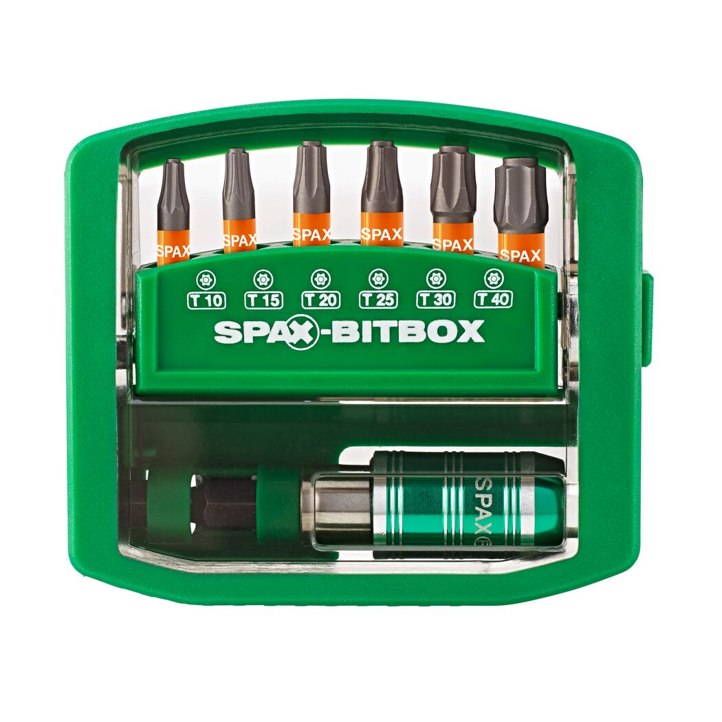 SPAX-BitBox mit Bits T10 bis T40 und Bithalter