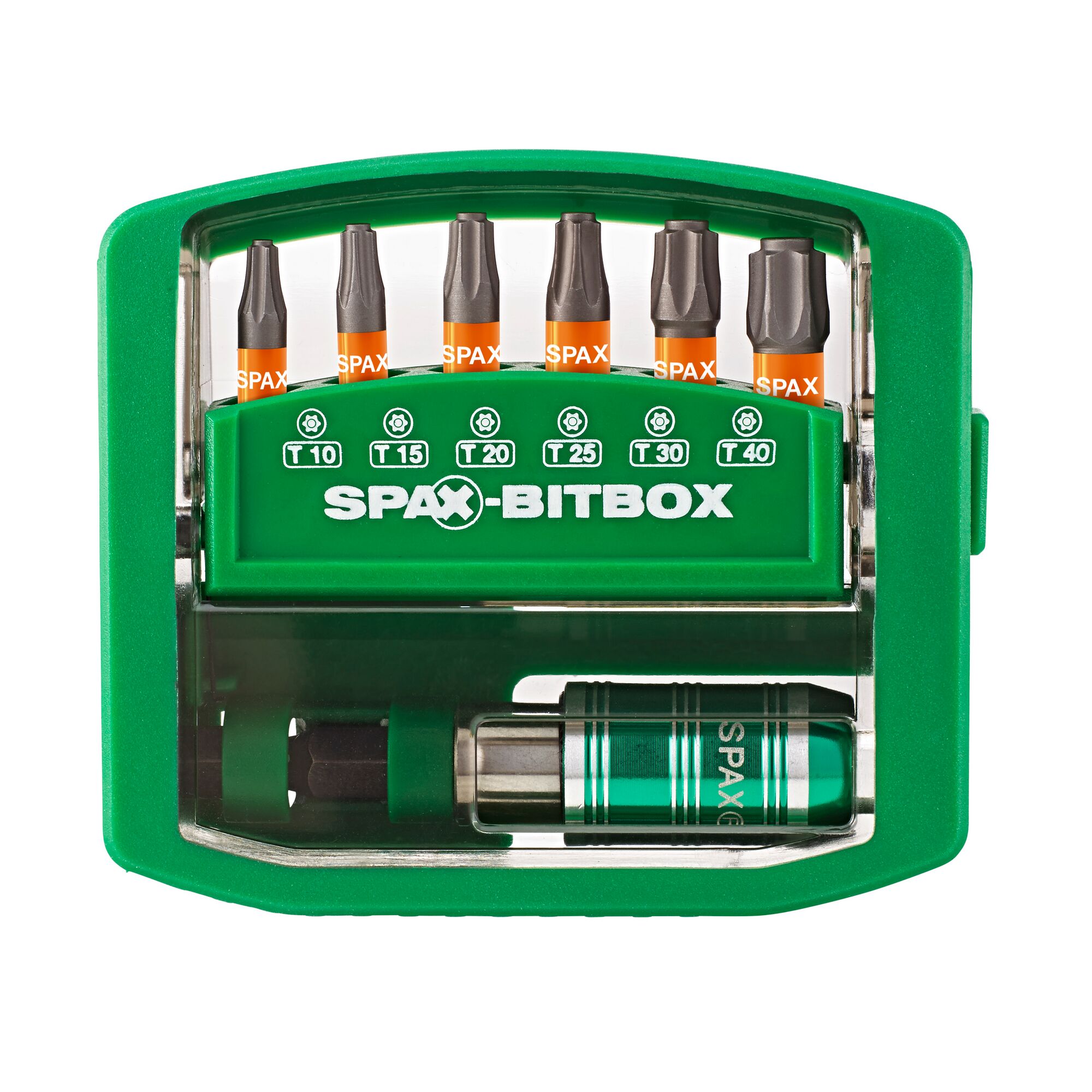 SPAX-BitBox mit Bits T10 bis T40 und Bithalter