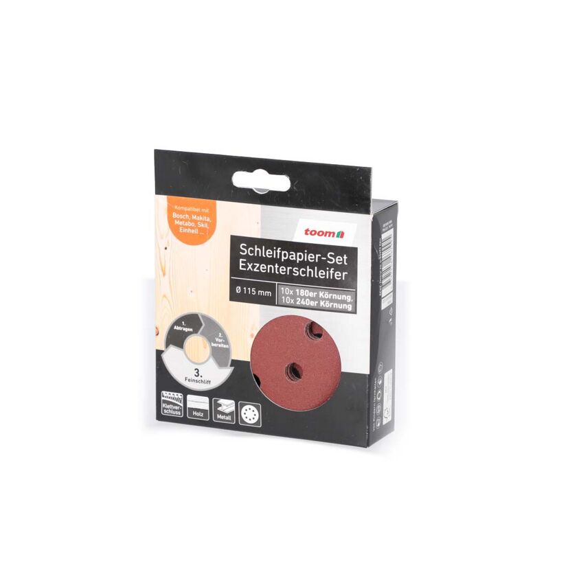 Schleifpapier-Set für Exzenterschleifer, 20 Stück