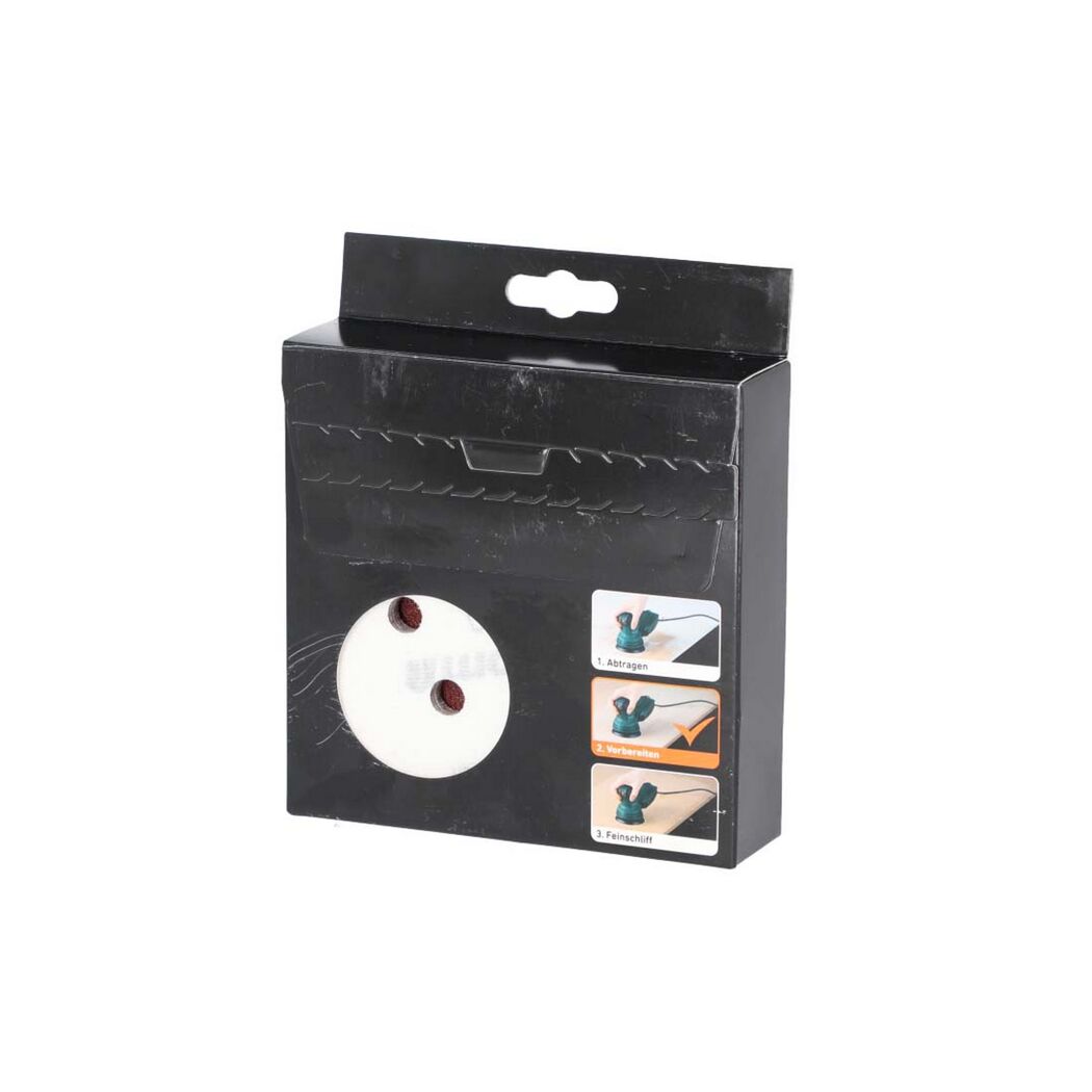 Schleifpapierset toom 125 mm in Verpackung