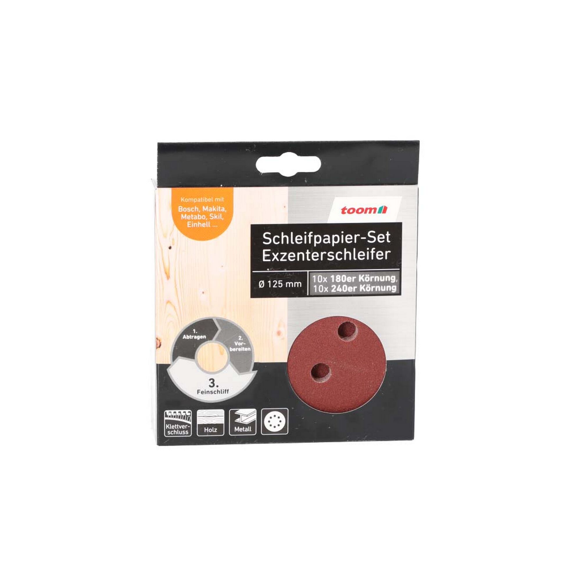 Schleifpapier-Set für Exzenterschleifer, 20 Stück