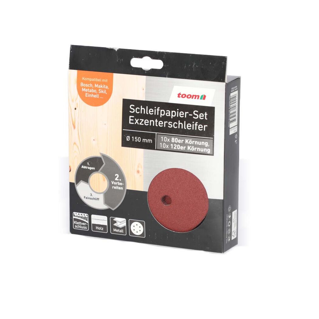 Schleifpapier-Set für Exzenterschleifer, 20 Stück