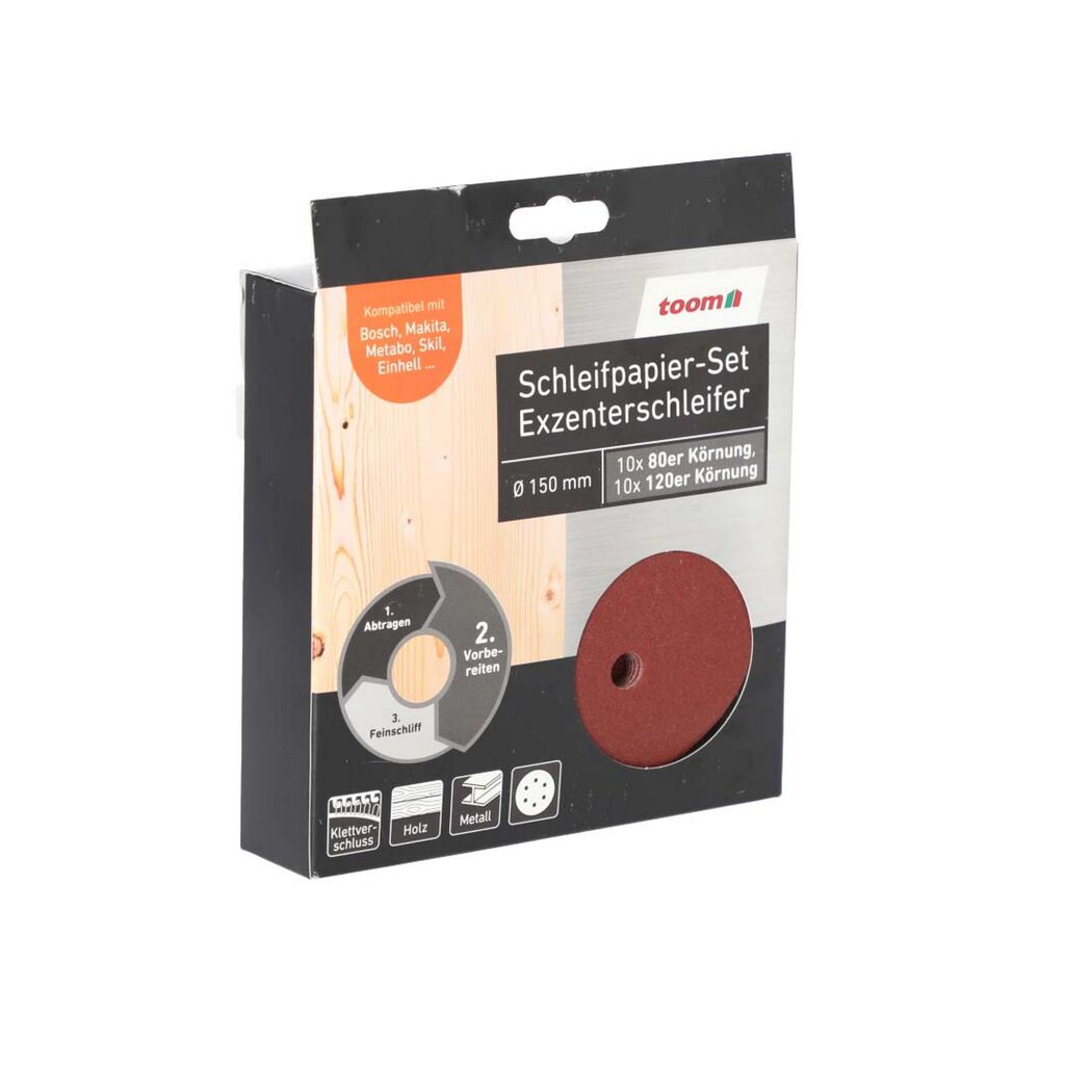 Schleifpapier-Set für Exzenterschleifer, 20 Stück