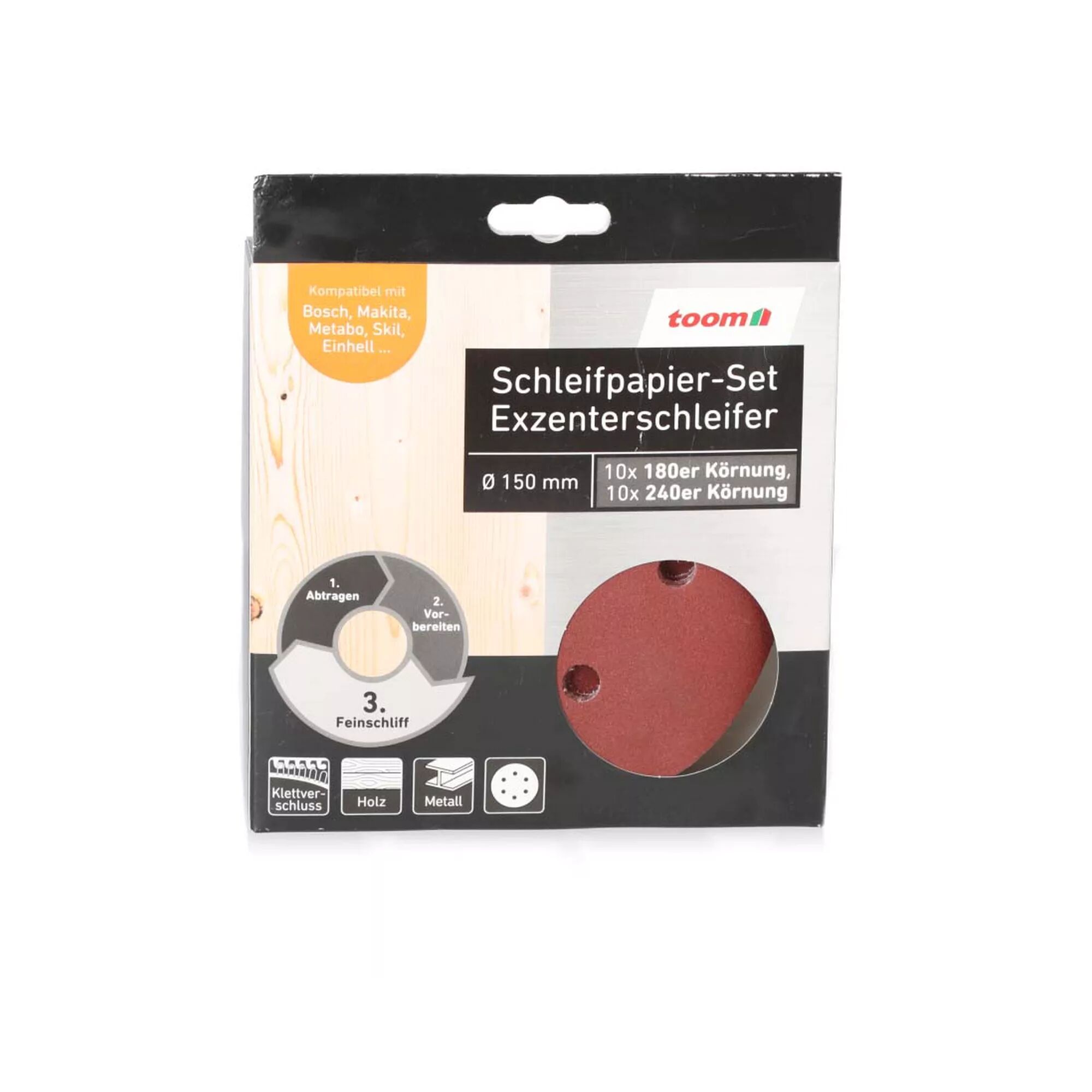 Schleifpapier-Set für Exzenterschleifer, 150 mm Durchmesser